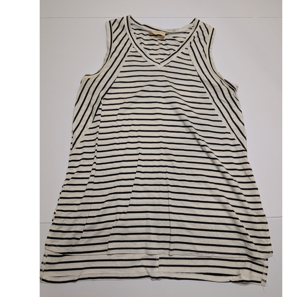 Ninexis Womens Striped V-Neck Sleeveless Tank Top Black‎ White Small GT1358